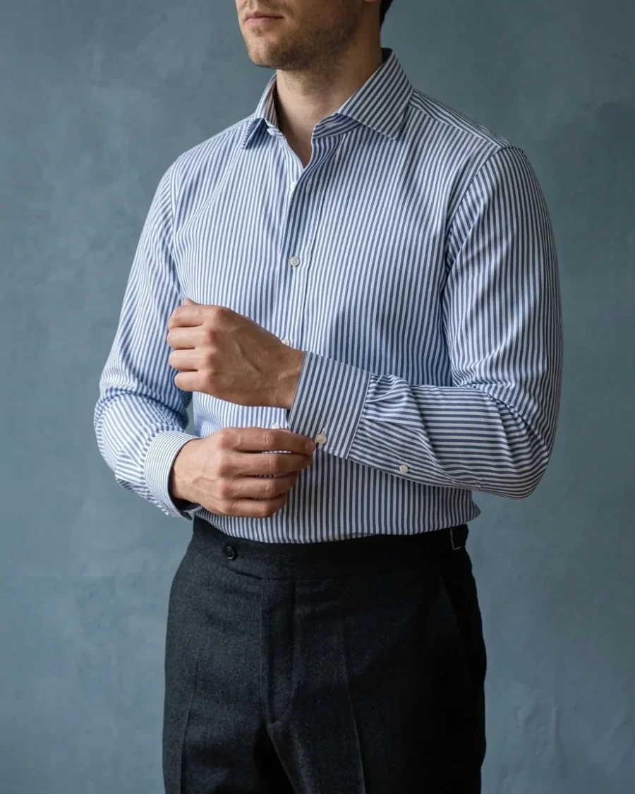 Bengal Stripe Shirt, Blue and white, worn