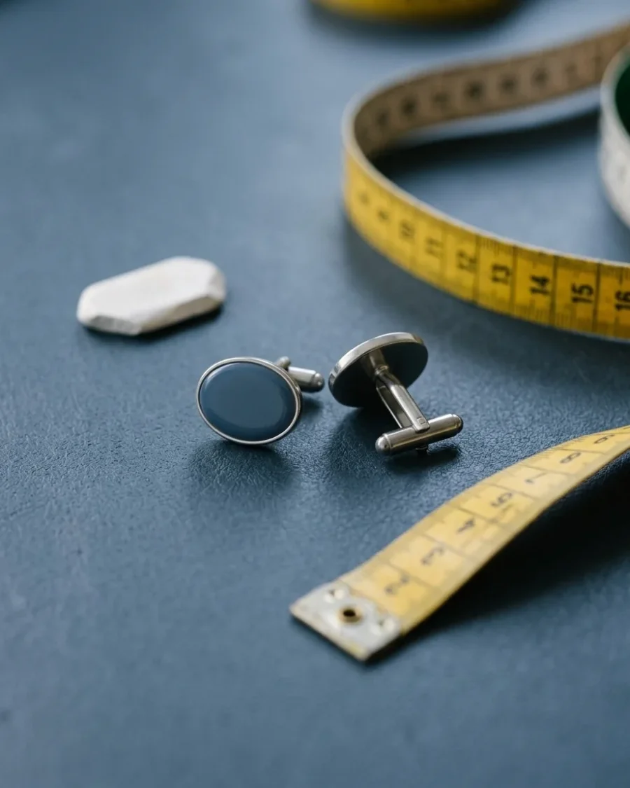 Oval Enamel Cufflinks, close up