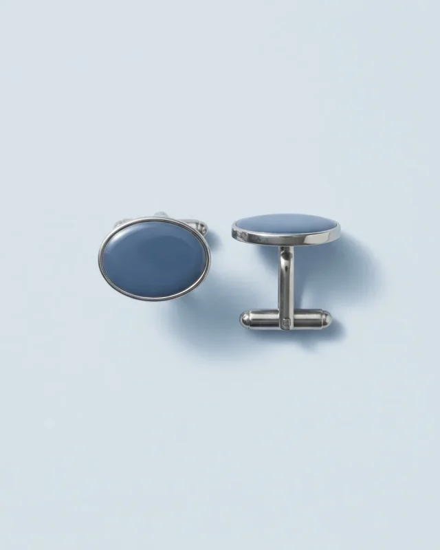 Oval Enamel Cufflinks, folded