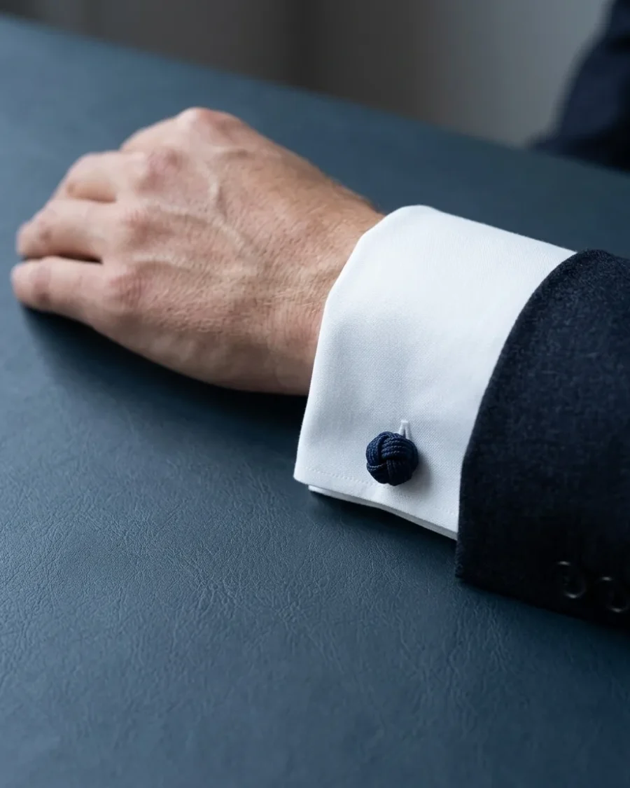 Silk Knot Cufflinks, worn