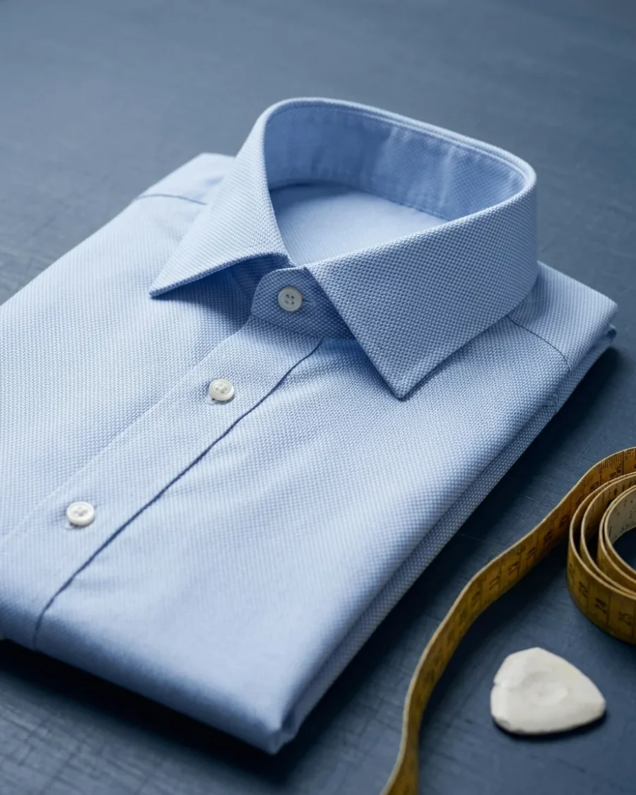 Dobby Dot Shirt, Light blue, close up