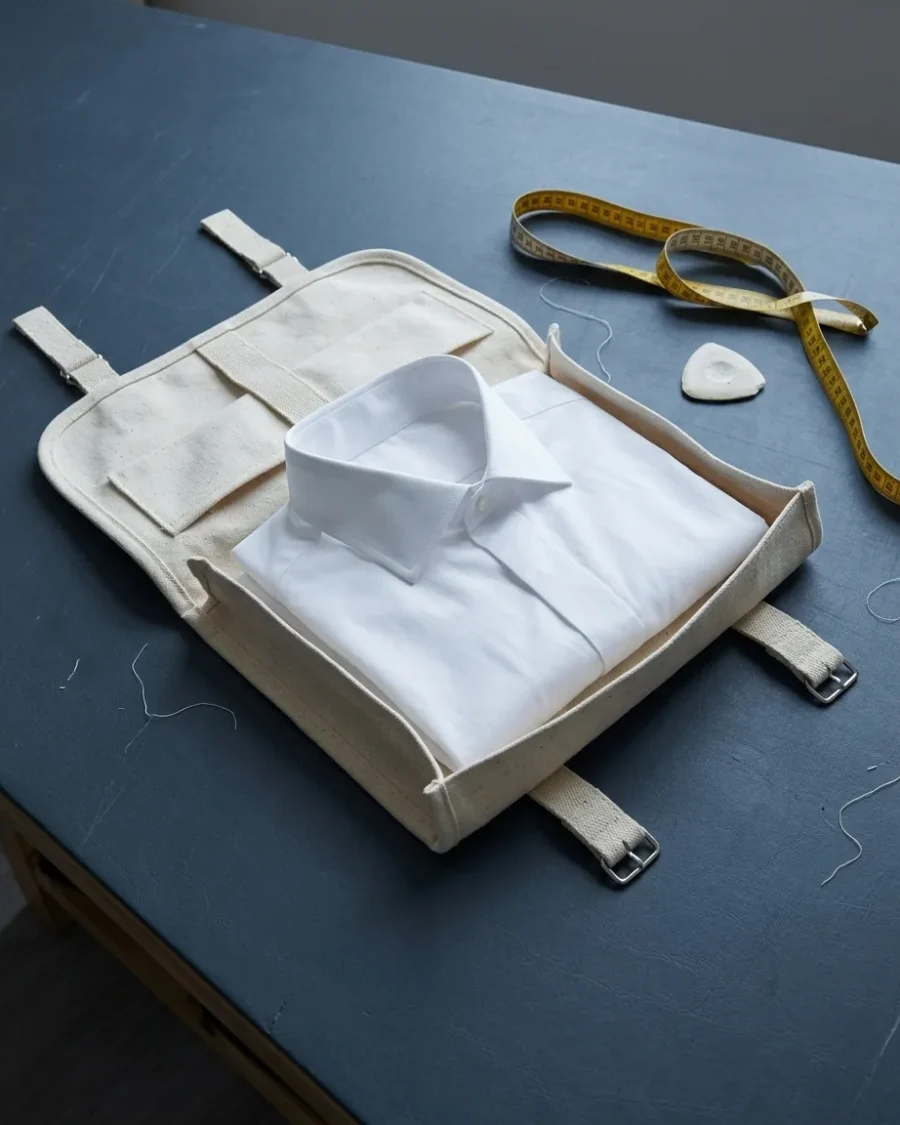 Canvas Shirt Folder, close up