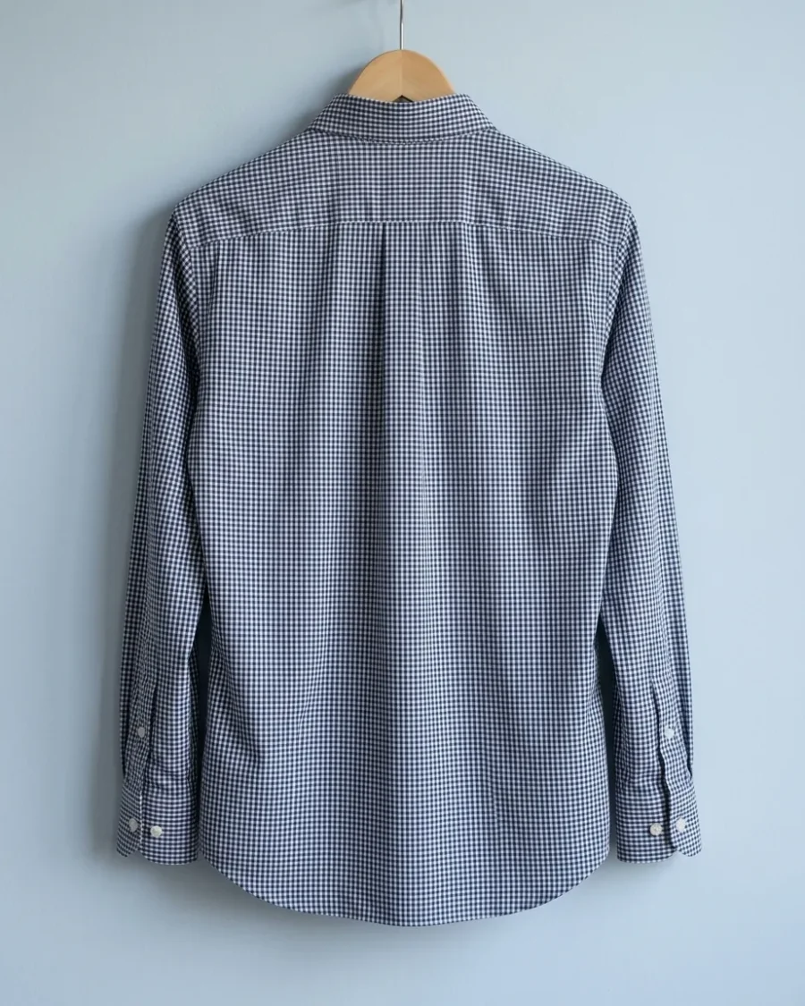 Mini Gingham Shirt, Navy and white, back view