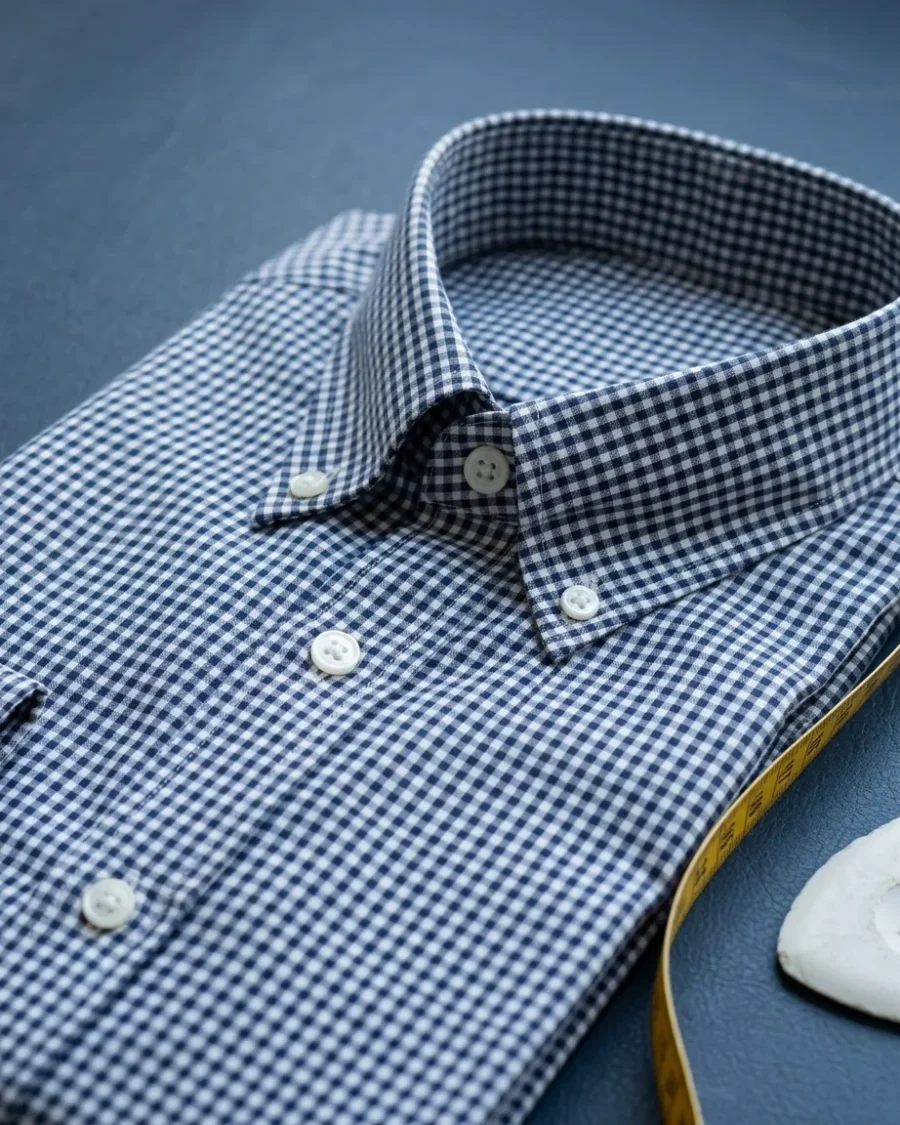 Mini Gingham Shirt, Navy and white, close up
