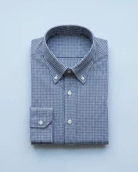 Skjorte i mini-gingham, Marine og hvid, foldet