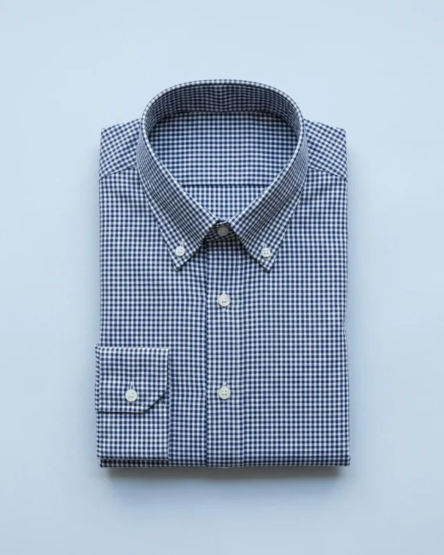 Mini Gingham Shirt, Navy and white, folded