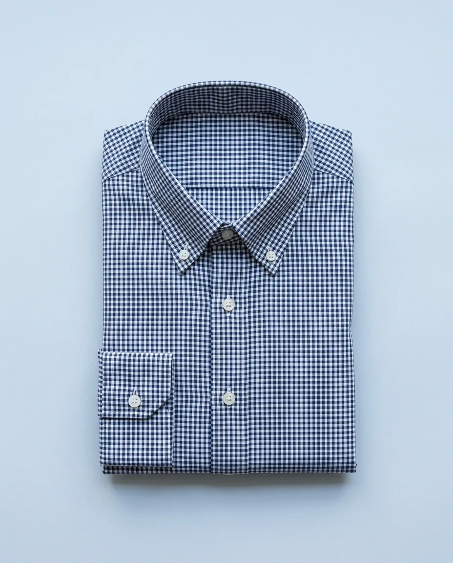 Mini Gingham Shirt, Navy and white, folded