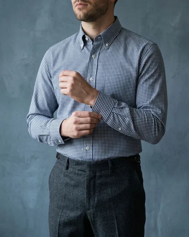 Mini Gingham Shirt, Navy and white, worn