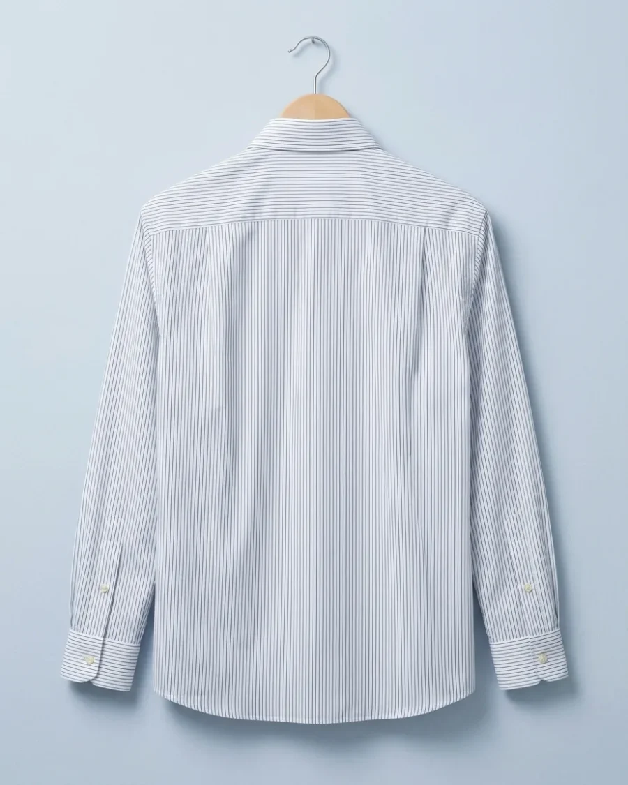 Hairline Stripe Shirt, White with navy, back view