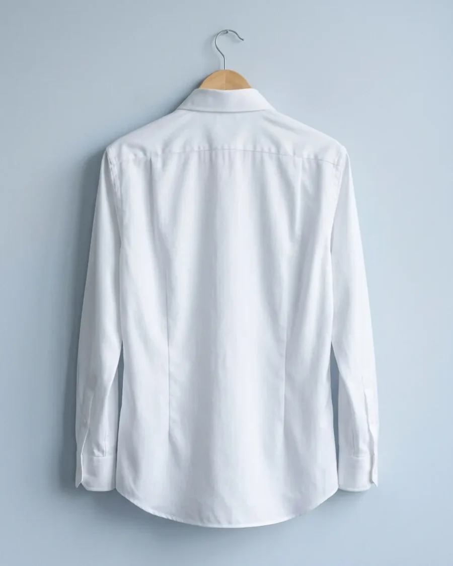 Herringbone Shirt, White, back view