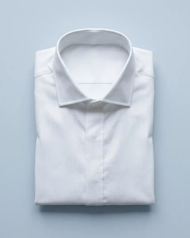 Herringbone Shirt, White, folded