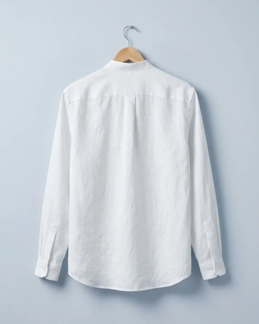 Linen-Cotton Shirt, White, back view