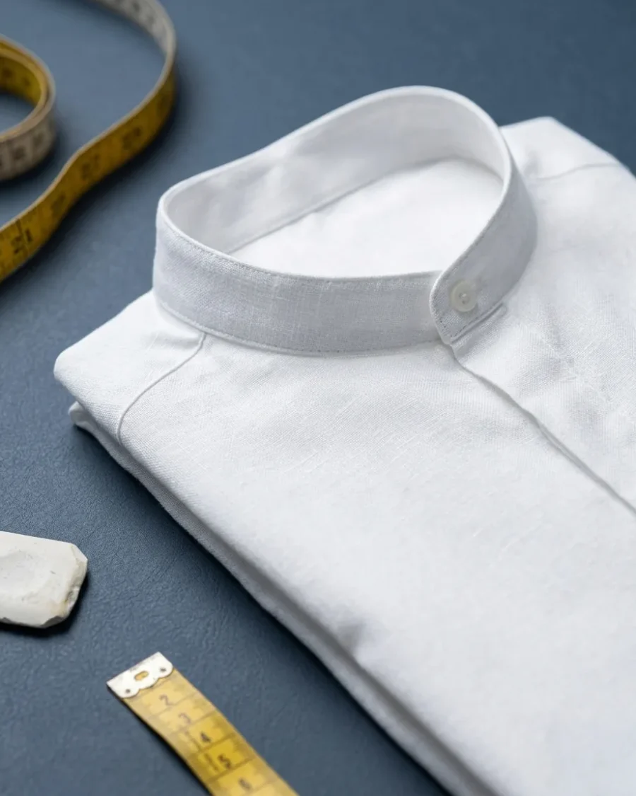 Linen-Cotton Shirt, White, close up