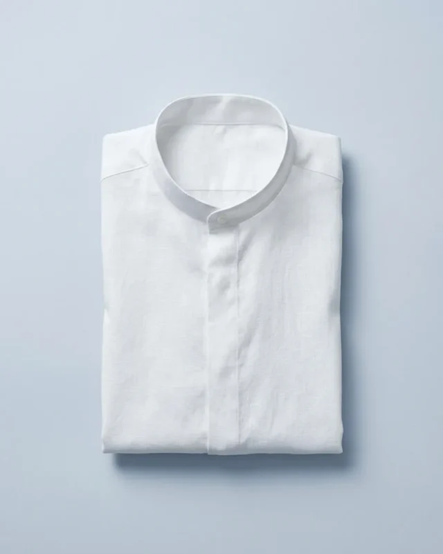 Linen-Cotton Shirt, White, folded
