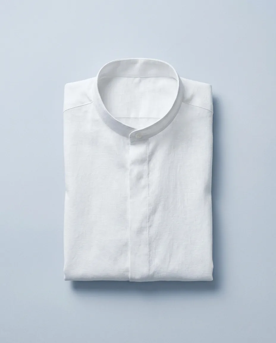 Linen-Cotton Shirt, White, folded