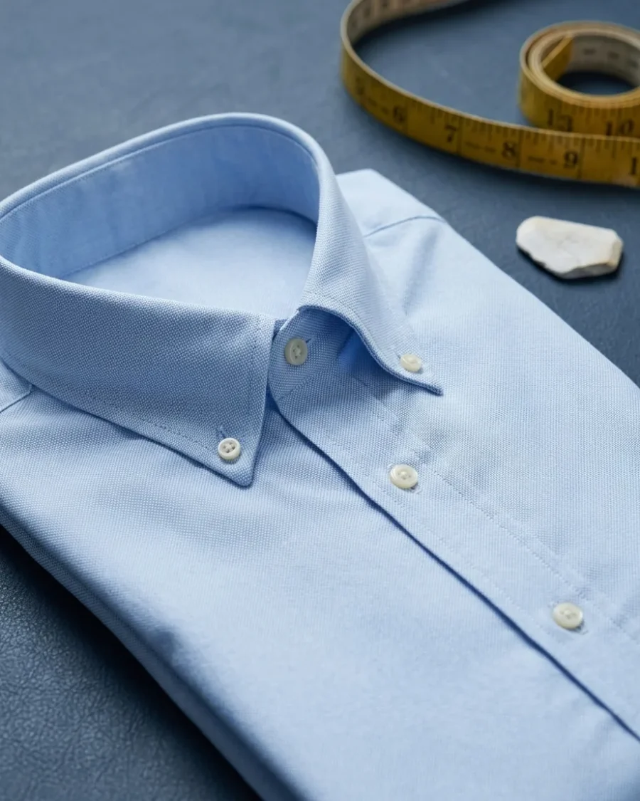 Pinpoint Oxford Shirt, Pale blue, close up