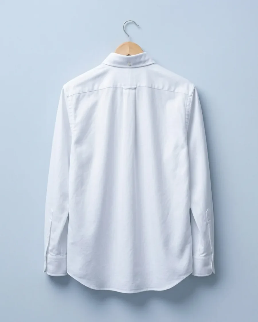 Pinpoint Oxford Shirt, White, back view
