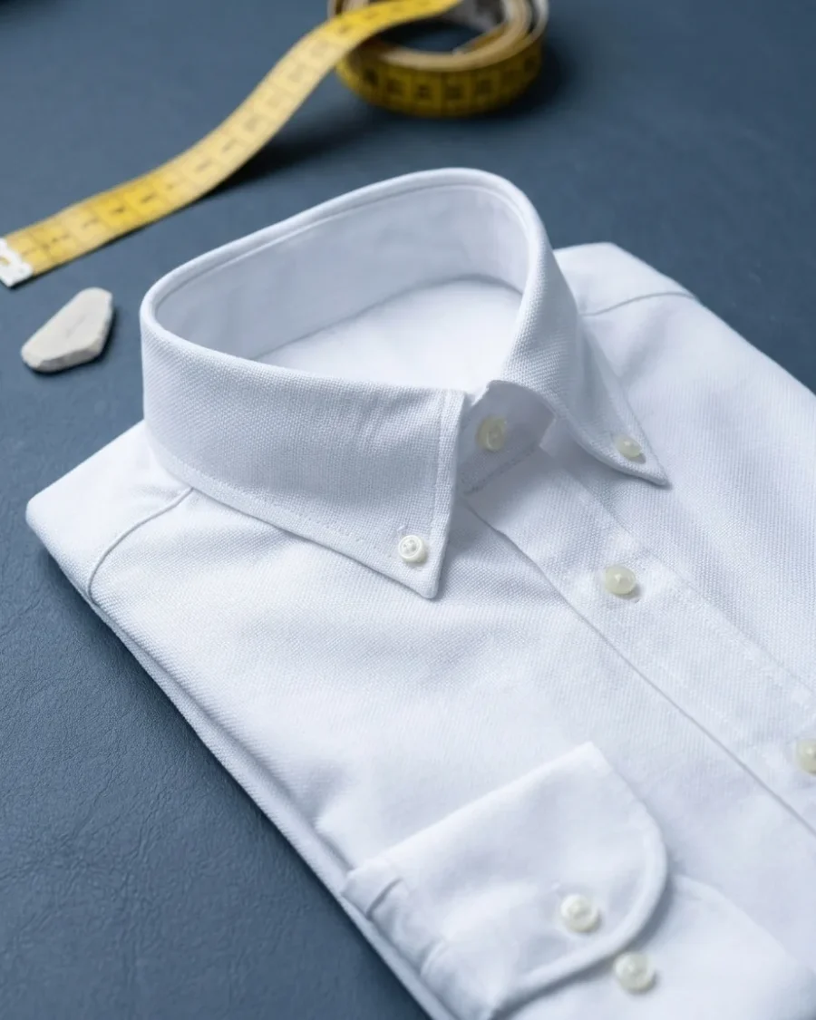 Pinpoint Oxford Shirt, White, close up