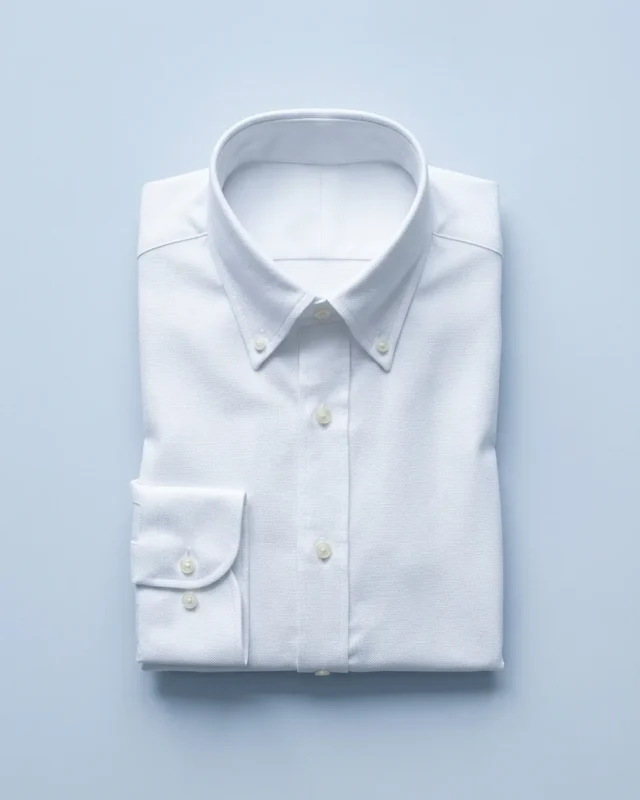 Pinpoint Oxford Shirt, White, folded