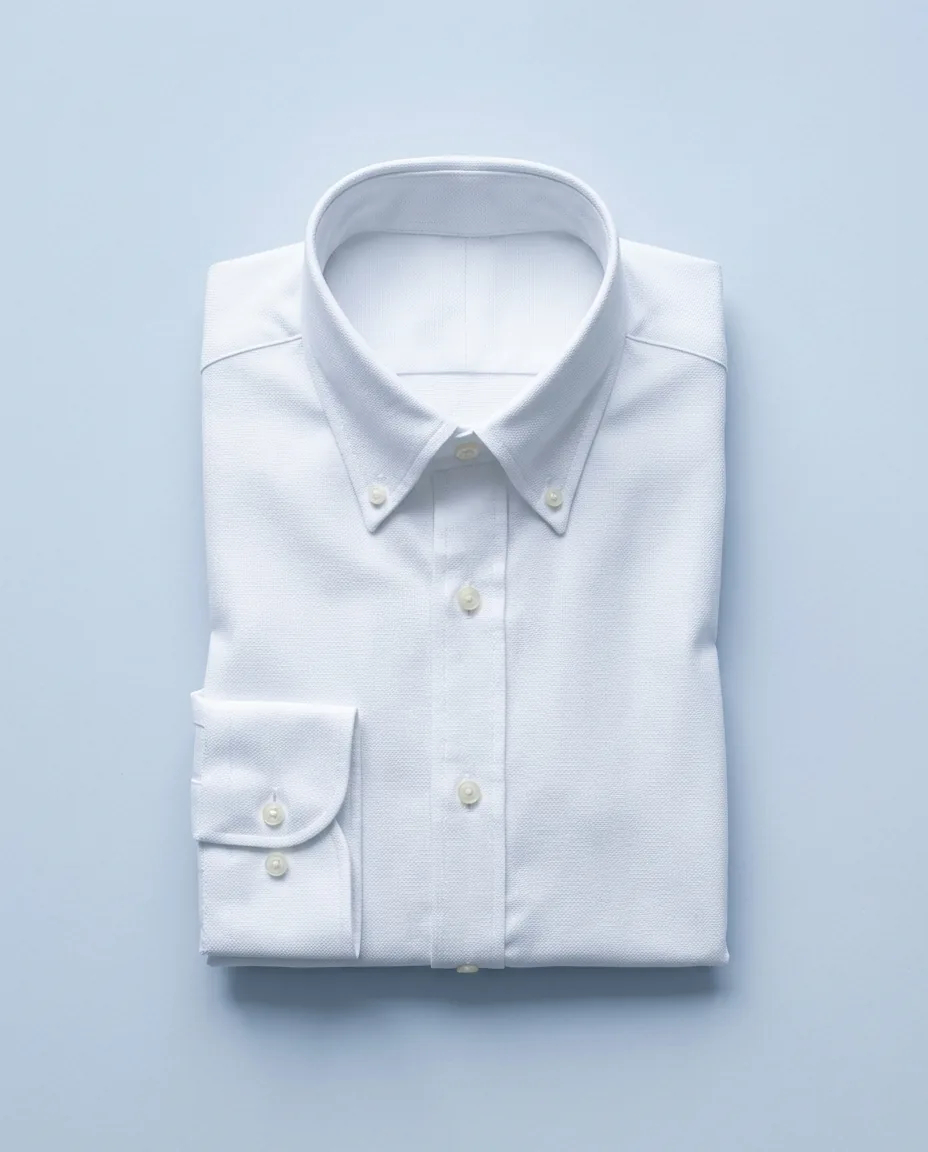 Pinpoint Oxford Shirt, White, folded