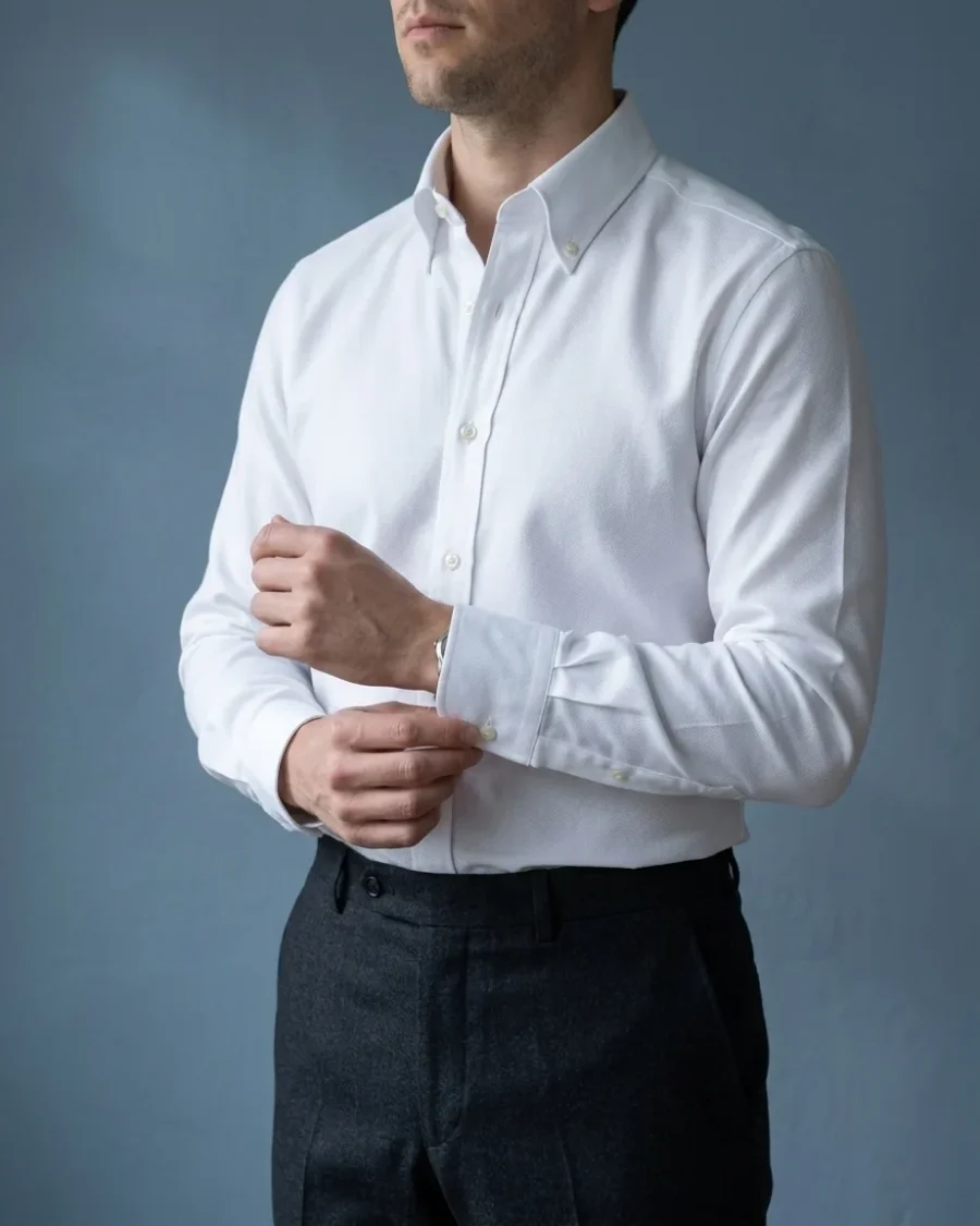 Pinpoint Oxford Shirt, White, worn
