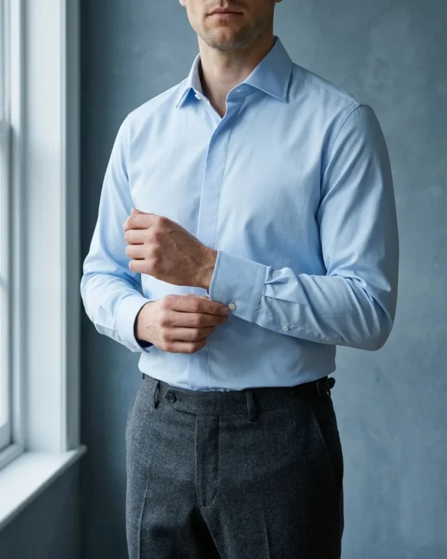 Poplin Shirt, Sky blue, worn