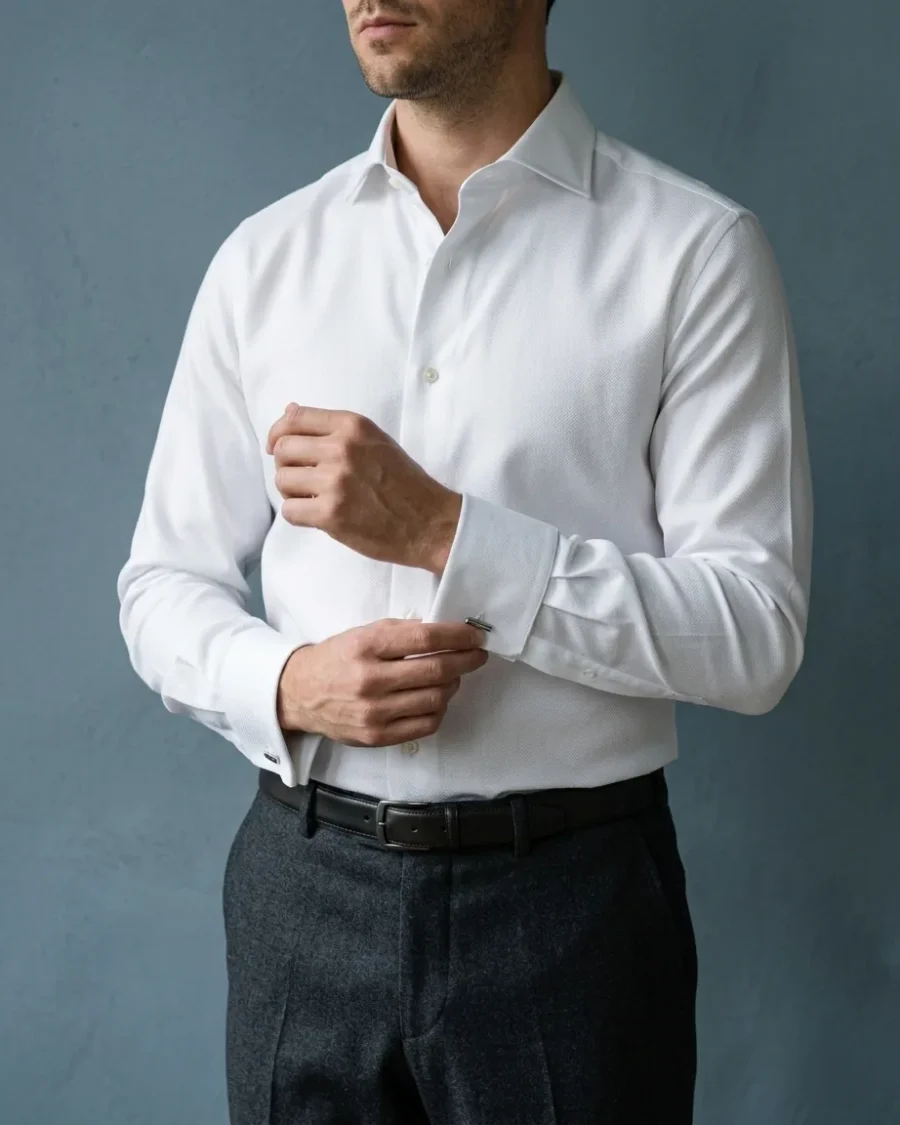 Royal Oxford Shirt, White, worn