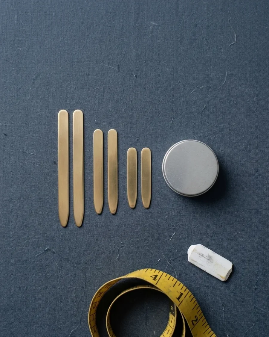 Brass Collar Stays, close up