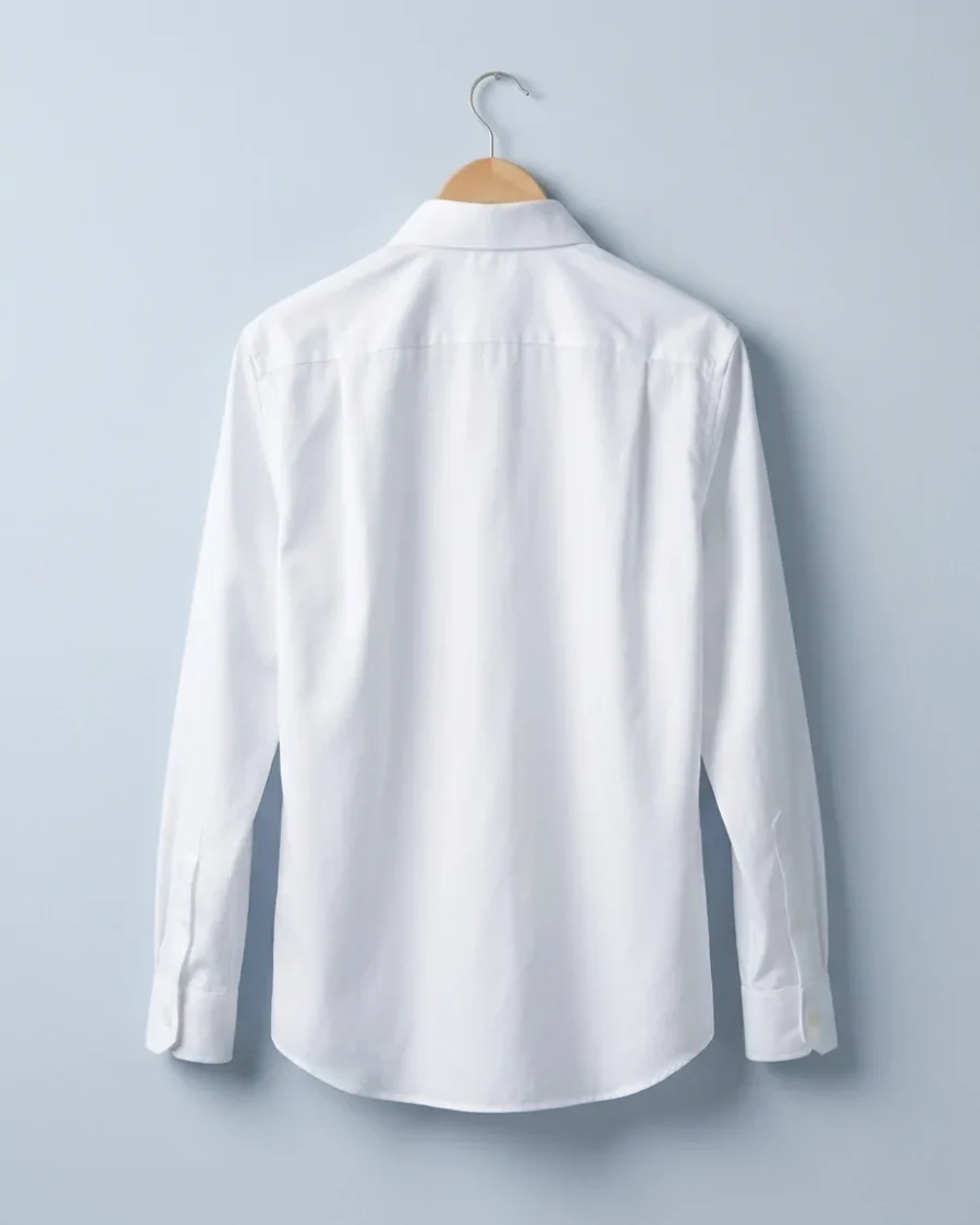 Stretch Poplin Shirt, White, back view