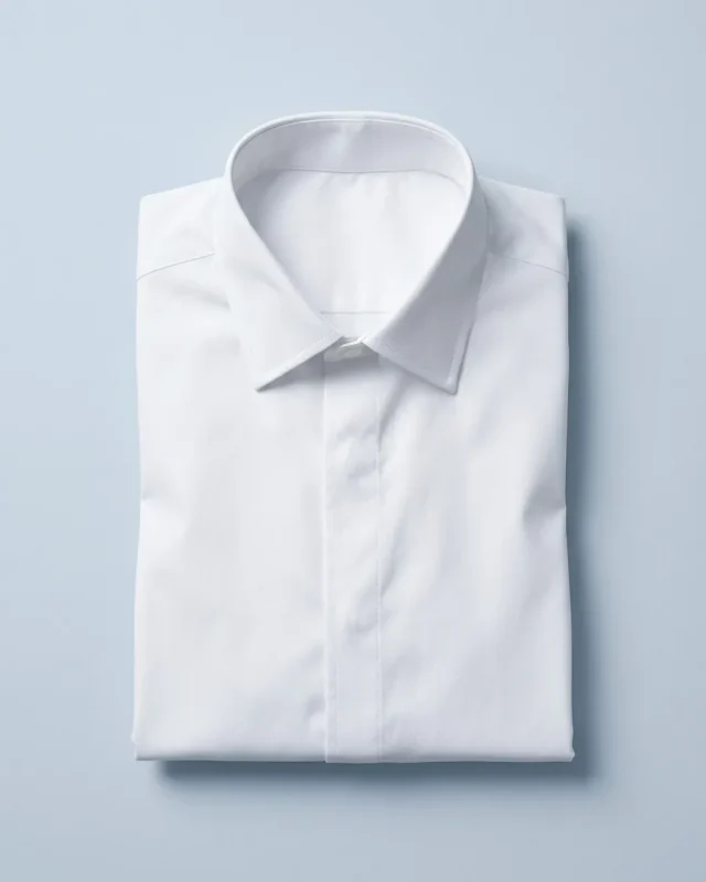 Stretch Poplin Shirt, White, folded