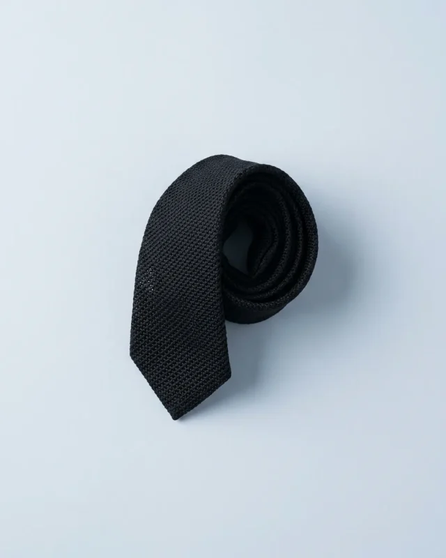 Grenadine Tie, Black, folded