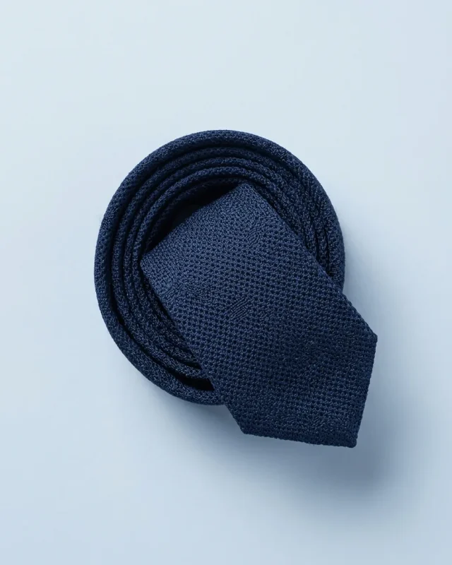 Grenadine Tie, Navy, folded