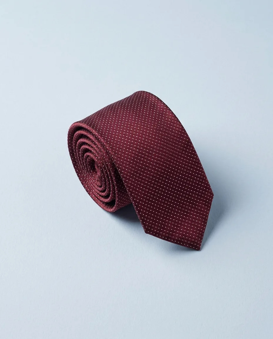 Pin Dot Tie, Burgundy, folded