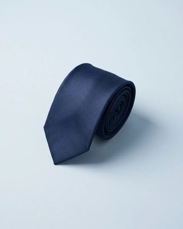 Silk Twill Tie, Navy, folded