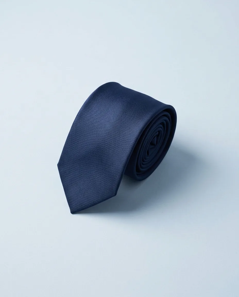 Silk Twill Tie, Navy, folded