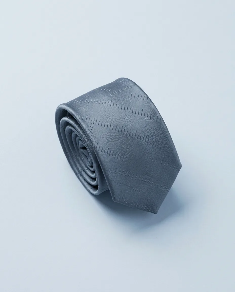 Tick Jacquard Tie, Slate, folded