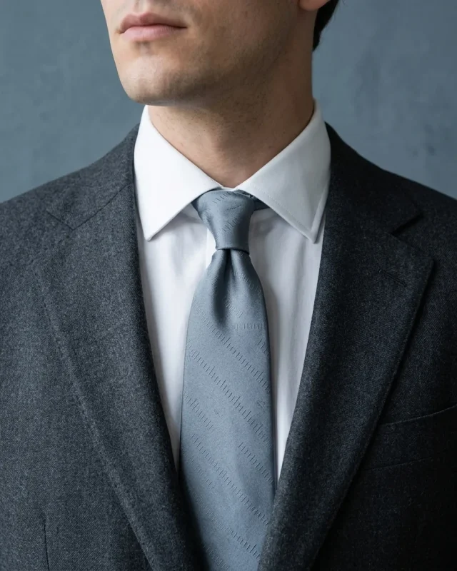 Tick Jacquard Tie, Slate, worn