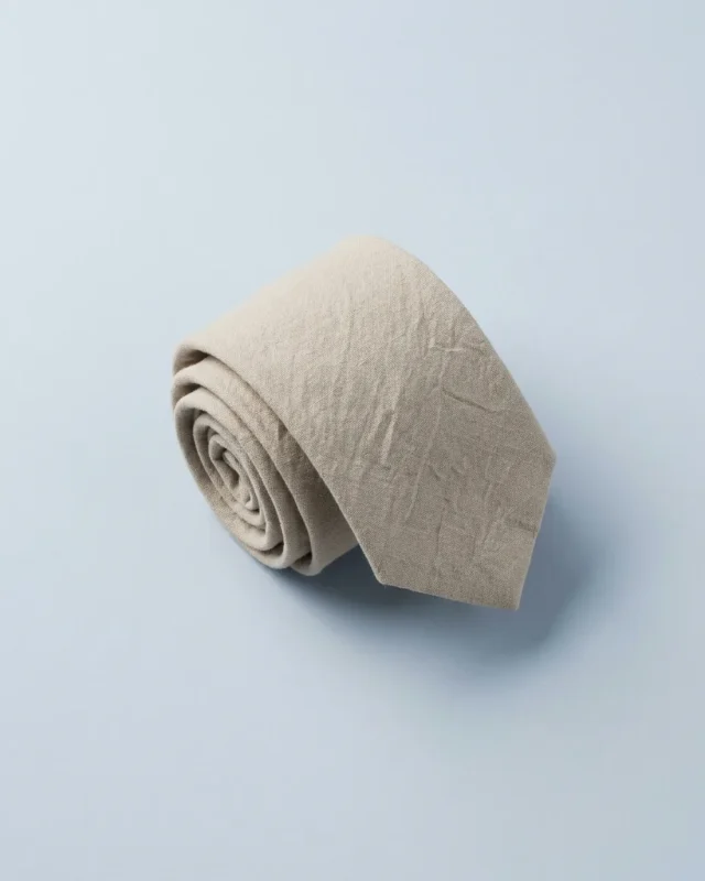 Washed Cotton Tie, Stone, folded