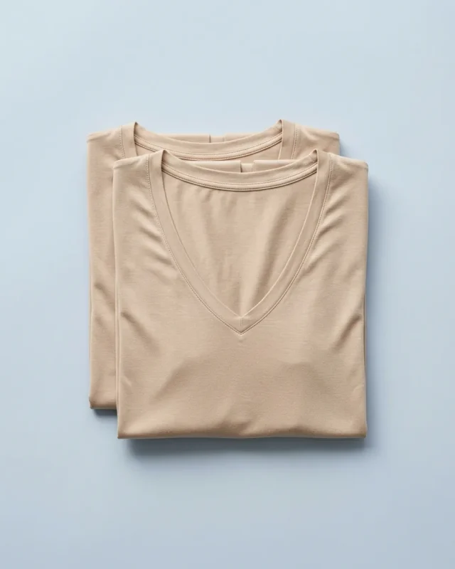 Modal Deep V Undershirt, 2-pack, folded