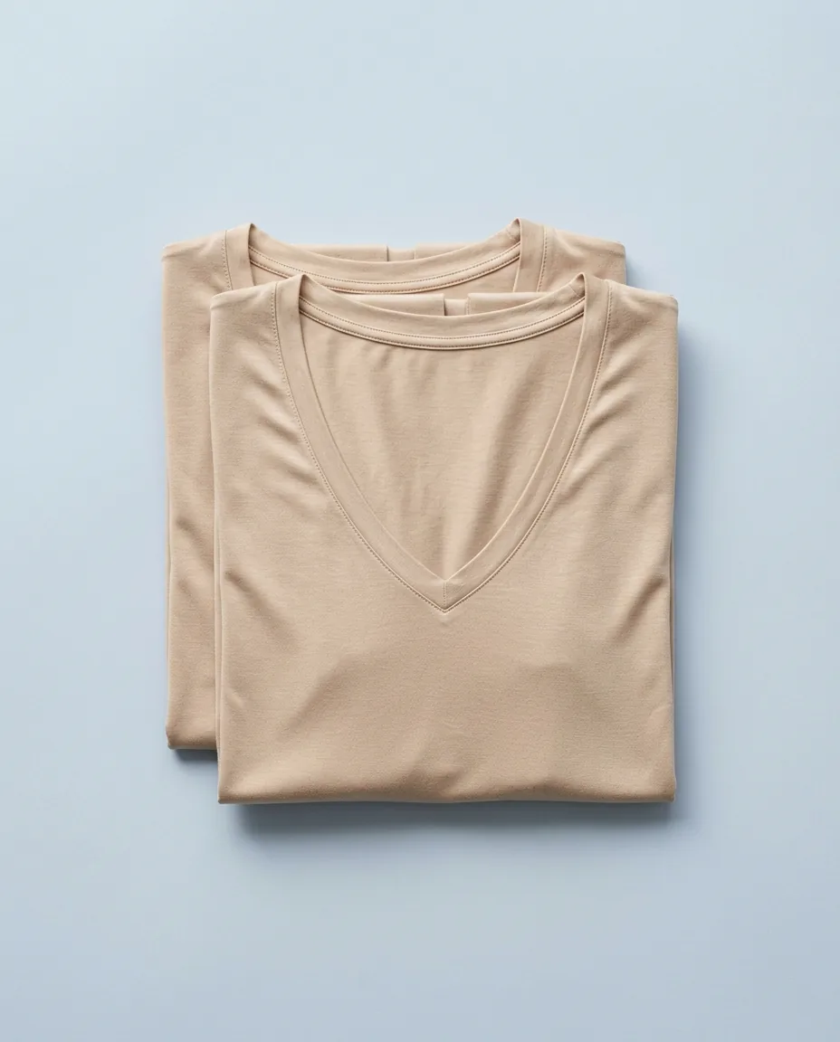 Modal Deep V Undershirt, 2-pack, folded